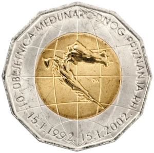 Croatia 25 Kuna 2002. Memorial Edition 10 years independence Bi Metallic coin !! - Picture 1 of 2