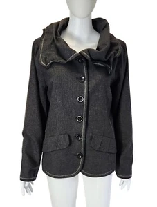YARRA TRAIL Size 12 Charcoal & Black Check Wool Blend Jacket - Picture 1 of 7
