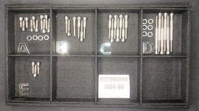 HUSQVARNA 240 250 400 500 1984 1985 1986 WR XC CR JUEGO DE PERNOS DE ACERO INOXIDABLE PULIDO Foto 1 de 4