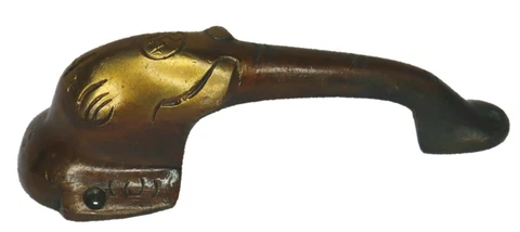 Small Elephant Head Shape Antique Style Handmade Brass Drawer Window Pull Knob Cover
