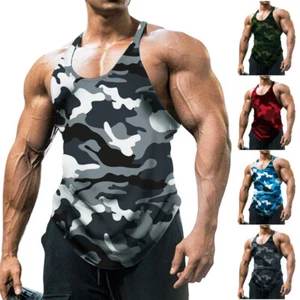 Männer Gym Weste Racerback Bodybuilding Muscle Stringer Tank Top Workout ↲ - Bild 1 von 14