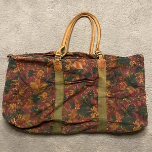 Vintage Gap Canvas Duffel Weekender Bag BOHO Burgundy Floral - Picture 1 of 12