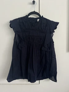 Navy Blue Women's Sleeveless Witchery Ruffle Blouse Size 10 - Picture 1 of 4