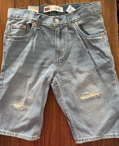 Levi's Boy's 511 Adjustable Waistband Slim Fit Distressed Denim Shorts - Picture 1 of 4