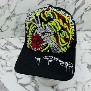 Men's Ed Hardy Tiger Black | Lime Green | Red Rhinestone Trucker Hat NWT - Picture 1 of 9