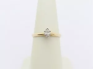 14k Gold Real Diamond Engagement Ring Oval Natural Stamped .19ct Size 6.75 R1028 - Picture 1 of 9