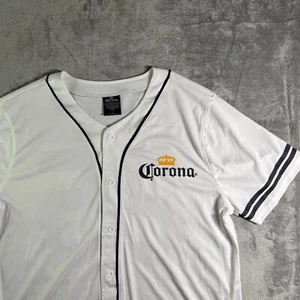 Camiseta de béisbol Corona abotonada cerveza promoción La Cerveza Mas Fina blanca L - Imagen 1 de 10