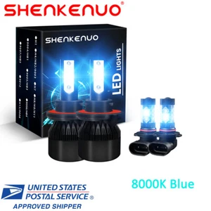 Combo 8000K Blue LED Headlight Hi/Lo Beam + Fog Light Bulbs Kits Super Bright - Picture 1 of 12
