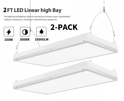 WYZM 2PACK 2FT LED Linear High Bay Warehouse Commercial Industrial Light 160W 16000LM