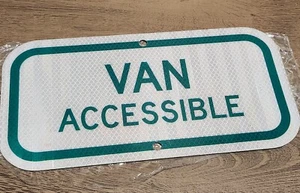 (1 Qty) VAN ACCESSIBLE Reflective Green Advisory Sign Aluminum 6" x 12" - Picture 1 of 1