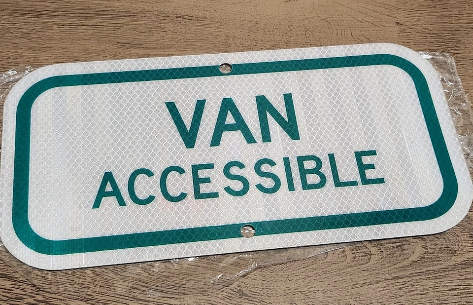 (1 Qty) VAN ACCESSIBLE Reflective Green Advisory Sign Aluminum 6" x 12" - Image 1 of 1