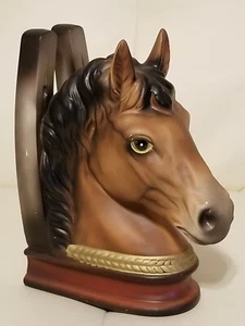 Vintage Ceramic Horse Head Bookend Equestrian Collectible Decor Horseshoe - Picture 1 of 9