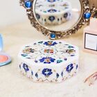 White Marble Jewelry Box Lapis Inlay Marquetry Floral Arts Occasional Gifts Her