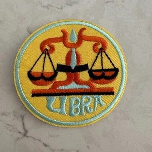Libra Zodiac Sign Patch Yellow Blue-Trim Sewing & Craft Embroidered Sew-On - Picture 1 of 3