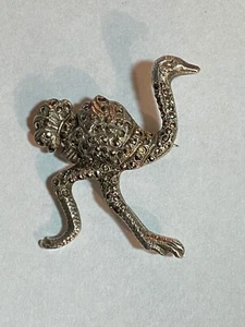 Vintage Sterling Silver Marcasite Ostrich Brooch or Pin ๐ - Picture 1 of 4