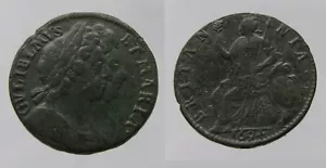 William & Mary (1689-1694AD), medio centavo de cobre, 1694, tono oscuro, buen fino - Imagen 1 de 1