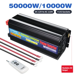 5000W 10000W Power Inverter 12V 24V to 110V Converter W/ 4AC USB Remote Control - Picture 1 of 26