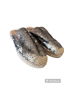 Sam Edleman Womens Kerry Mules Size 7.5 Espadrille Slip On Sequin Summer Beachy - Picture 1 of 8