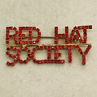 Red Hat Society Spelled Out Pin Gold Tone with Red Crystals / Red Hat Lady