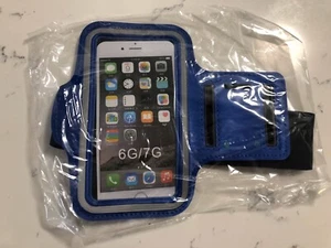 iPhone 6/7/SE/5 Armband Case Sports Running Exercise Arm Holder Blue Fast Ship - Picture 1 of 7