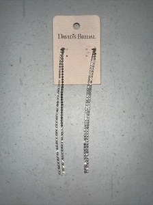 David’s Bridal McRystsilver  Dangles Earrings 5 5/6 Long - Picture 1 of 2