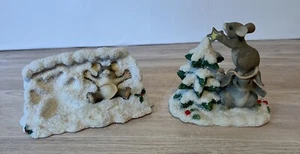 Charming Tails Bunny & Mouse w/ Xmas Tree TEAMWORK HELPS! & Maxine Making Angels - Picture 1 of 6