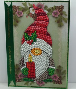 Ausgefallene Karte,Handarbeit, , Weihnachtskarte, Wichtel, Diamond painting - Bild 1 von 1