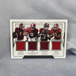 2018 Panini National Treasures SEC Quad Patch Michel/Scarbrough/Ridley/Chubb /99 - Picture 1 of 3