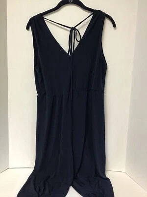 BCBGENERATION Mono Elegante Azul Marino Cuello en V Sin Mangas Pierna Ancha Talla XSmall Foto 1 de 4