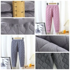 Kids Boys Girls Quilted Pants Straight-Leg Pants Straight Padded Long Trousers - Picture 1 of 28