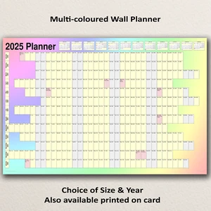 2025, 2026, 2027 Year Wall Planner Chart with stunning multi-colour background - Picture 1 of 4