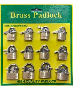 MINI BRASS TRAVEL PADLOCK Small 2 Key Lock Holiday Luggage 20/25/30mm Suitcase - Picture 1 of 1