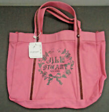 VINTAGE NEW JILL STUART NEW YORK PINK VELVET TRIM CANVAS TOTE BAG