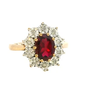 Elegant 9ct Yellow and White Gold Ruby and Diamond Ring - Picture 1 of 14