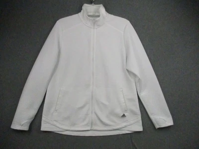 Adidas Golf Full Zip Jacket XL White Ribbed Thumb Holes Polyester Mens Athletic - Image 1 of 4