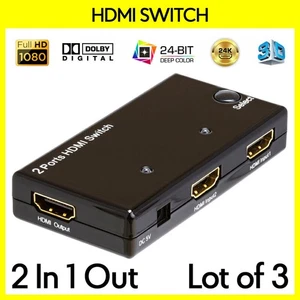 3 Pack HDMI Switcher 2 Sources 1 Display Digital Signal Amplifier 2x1 Switch - Picture 1 of 3