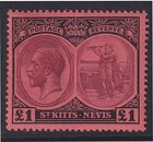 St Kitts & Nevis. SG 36, £1 purple & black/red. Lightly mint hinged. Cat £300.