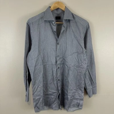Ermenegildo Zegna Grey Striped Button Up Shirt Mens M(S) Short EUC - Image 1 of 4