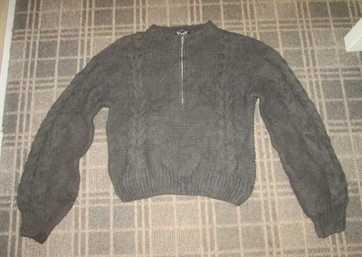 Bardot Ladies jumper pullover 1/4 zip top size 6 oversized Vintage 90's rib knit - Image 1 of 4