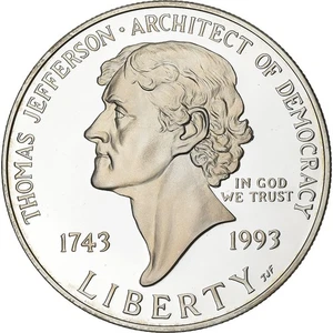 [#199307] United States, Dollar, Thomas Jefferson, 1993, U.S. Mint, Proof, Sil,  - Picture 1 of 2