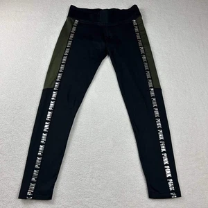 Victoria's Secret VS PINK Ultimate Foil Striped Logo Legging Hose M oliv schwarz - Bild 1 von 6
