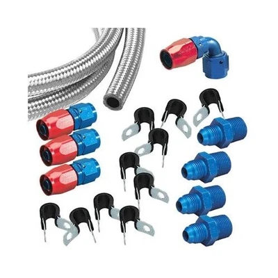 Summit Racing Universal 8 AN Braided Stainless Fuel Hose and Fitting Kit Foto 1 de 4