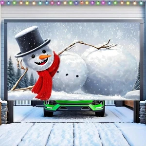 Weihnachten Garagentor Abdeckung, großes Banner 8 * 7 Fuß, Schneemann  - Bild 1 von 7