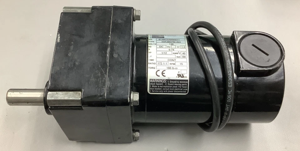 Bodine Electric 33A3BEPM-W4 Gearmotor 1/12HP 172.1:1 Ratio 130VDC (R28) - Image 1 of 4