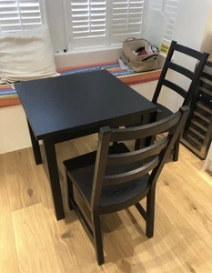 IKEA NORDVIKEN Drop-leaf extendable dining table & 2 chairs, black - Picture 1 of 3