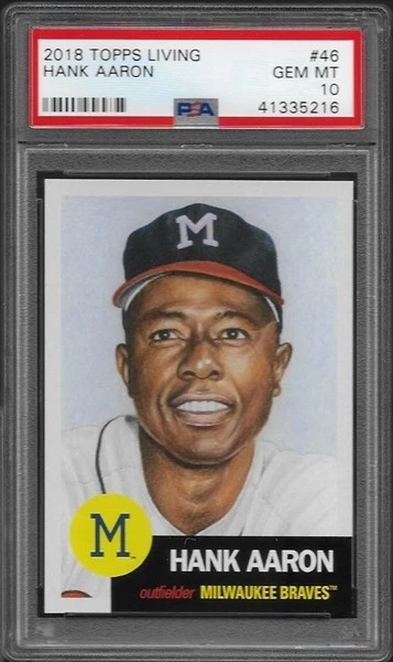 2018 Topps Living Set # 46 HANK AARON GEM MINT PSA 10 HOF Milwaukee Braves - Image 1 of 1
