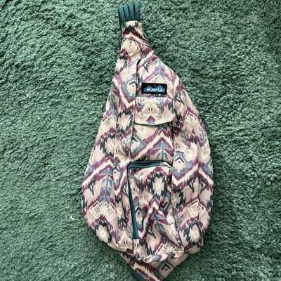KAVU  Rope Sling Bag Polyester Crossbody Shoulder Backpack - Purple Ikat-NWOT - Image 1 of 4