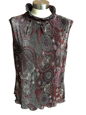 Blusa Top Sere Nade New York Sin Mangas Arrugado Plisado Abstracto Elástico Talla XL Foto 1 de 4