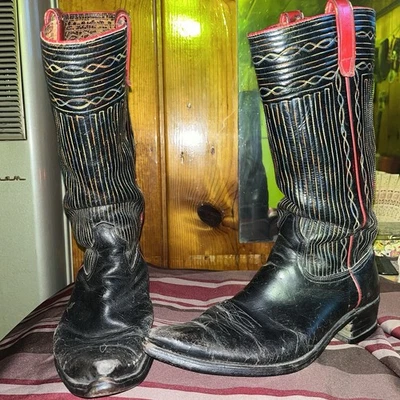 Vintage 50s 60s Custom Handmade Stovepipe Cowboy Boots Mid Century  - Image 1 of 4