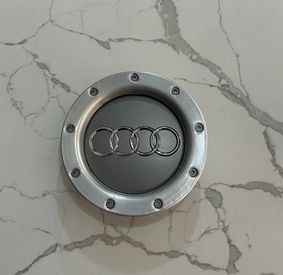 1997-2011 AUDI Wheel Center Caps For A4 A6 S6 A8 TT 8D0601165K Gray Chrome USED - Image 1 of 4
